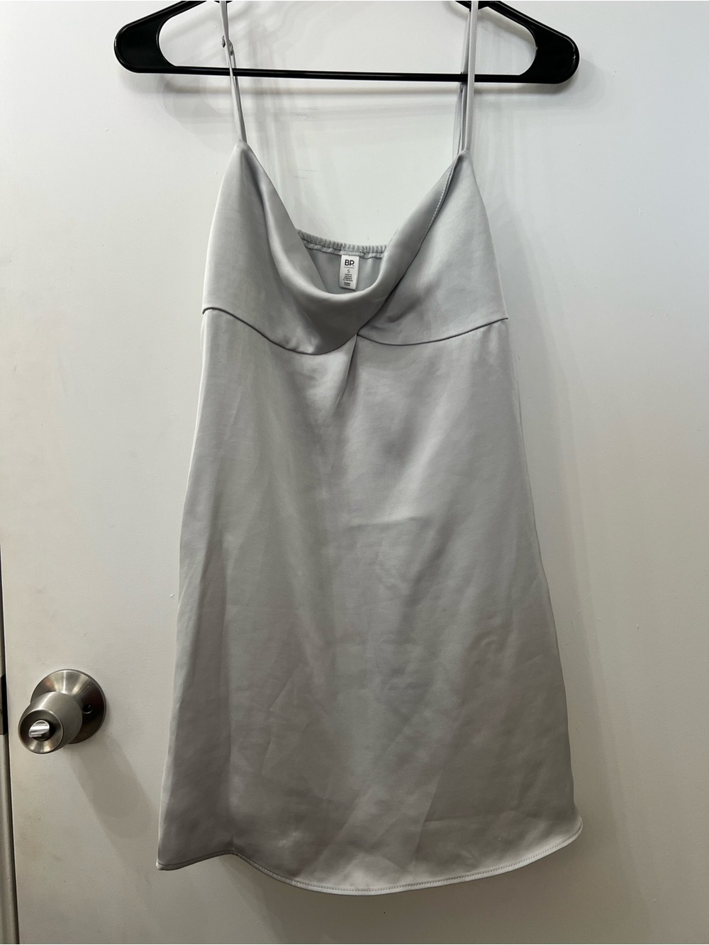 BP Light Gray Satin Cowl Mini Dress